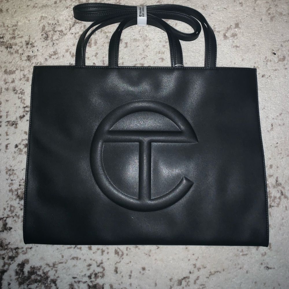 Large black telfar shopping bag